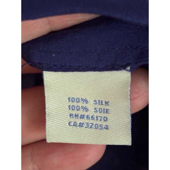 Anthropologie Odille Navy Silk Button-Front Tank Top With Ruffle Detail Size 6 - Picture 5 of 10